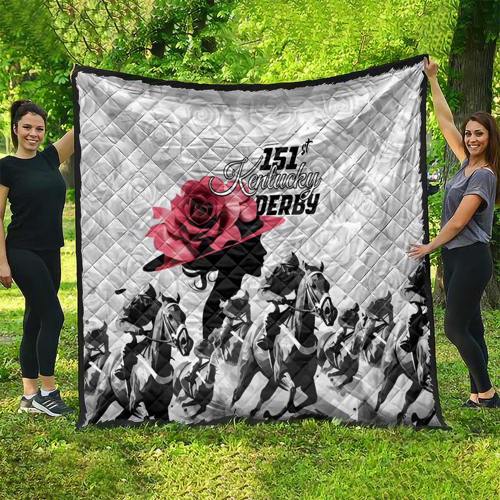 Kentucky Horse Racing Happy 151st Anniversary Quilt Silhouette Girl Derby Hat With Rose LT01
