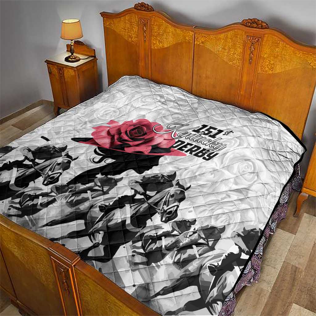 Kentucky Horse Racing Happy 151st Anniversary Quilt Silhouette Girl Derby Hat With Rose LT01