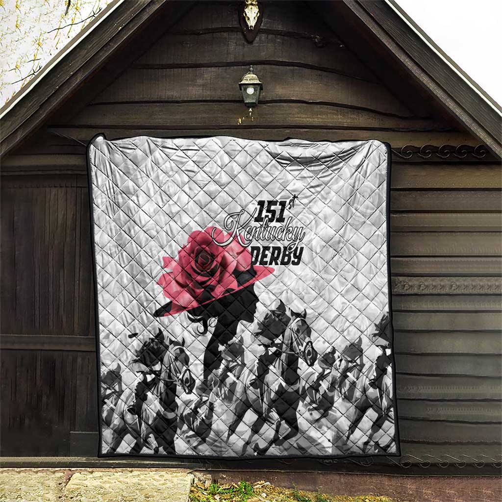 Kentucky Horse Racing Happy 151st Anniversary Quilt Silhouette Girl Derby Hat With Rose LT01