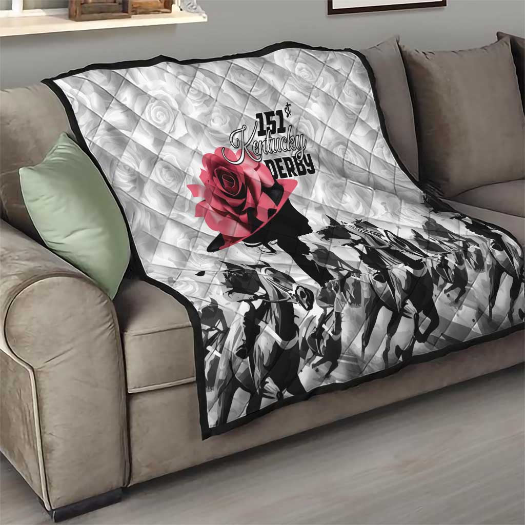 Kentucky Horse Racing Happy 151st Anniversary Quilt Silhouette Girl Derby Hat With Rose LT01