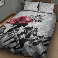 Kentucky Horse Racing Happy 151st Anniversary Quilt Bed Set Silhouette Girl Derby Hat With Rose LT01