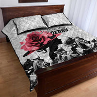 Kentucky Horse Racing Happy 151st Anniversary Quilt Bed Set Silhouette Girl Derby Hat With Rose LT01