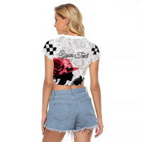 Kentucky Horse Racing Happy 151st Anniversary Raglan Cropped T Shirt Silhouette Girl Derby Hat With Rose LT01