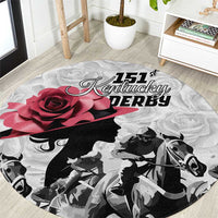 Kentucky Horse Racing Happy 151st Anniversary Round Carpet Silhouette Girl Derby Hat With Rose LT01