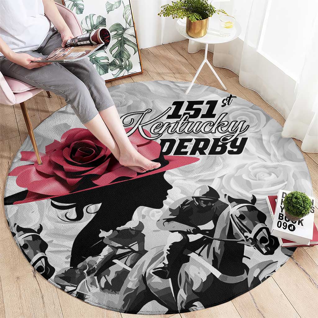 Kentucky Horse Racing Happy 151st Anniversary Round Carpet Silhouette Girl Derby Hat With Rose LT01