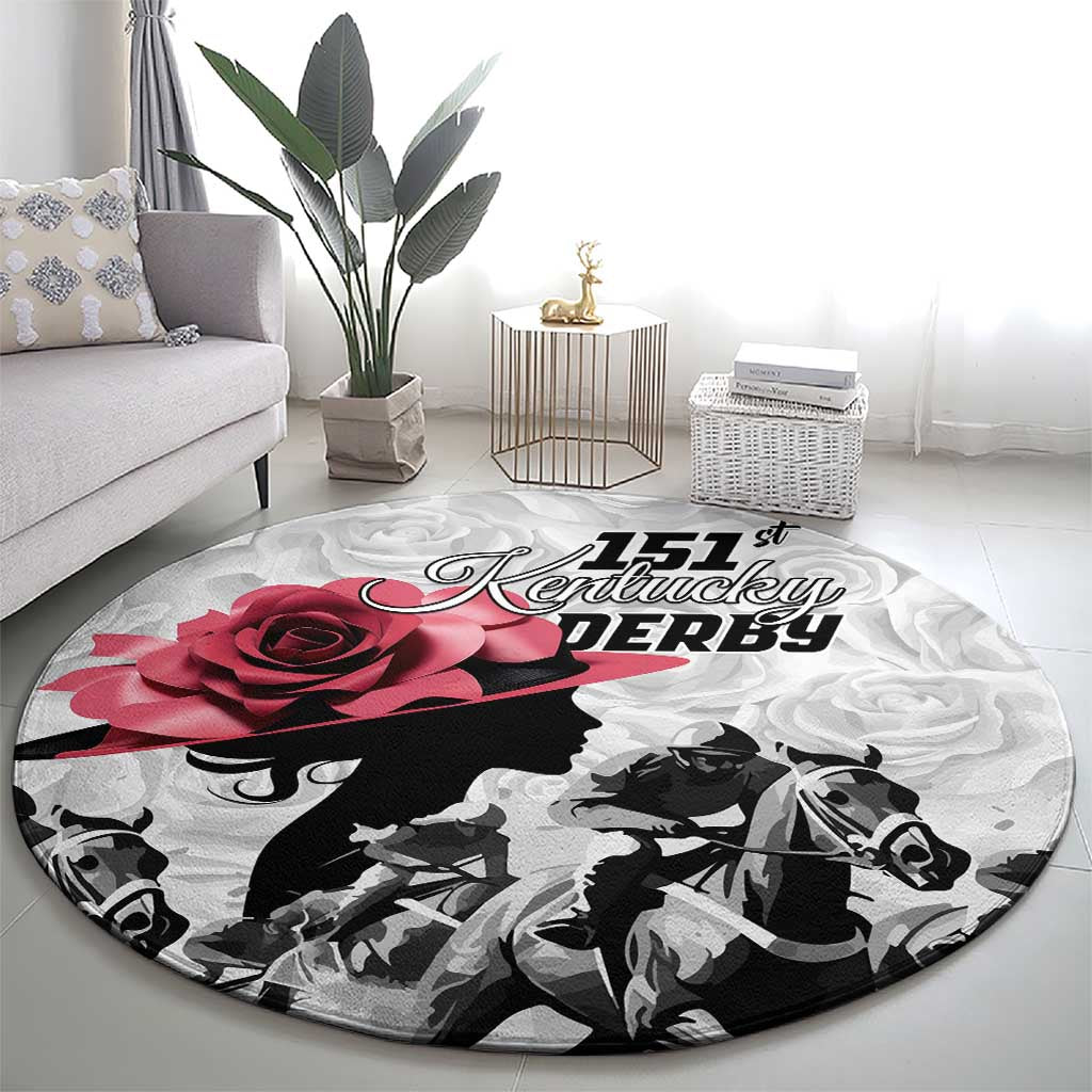 Kentucky Horse Racing Happy 151st Anniversary Round Carpet Silhouette Girl Derby Hat With Rose LT01