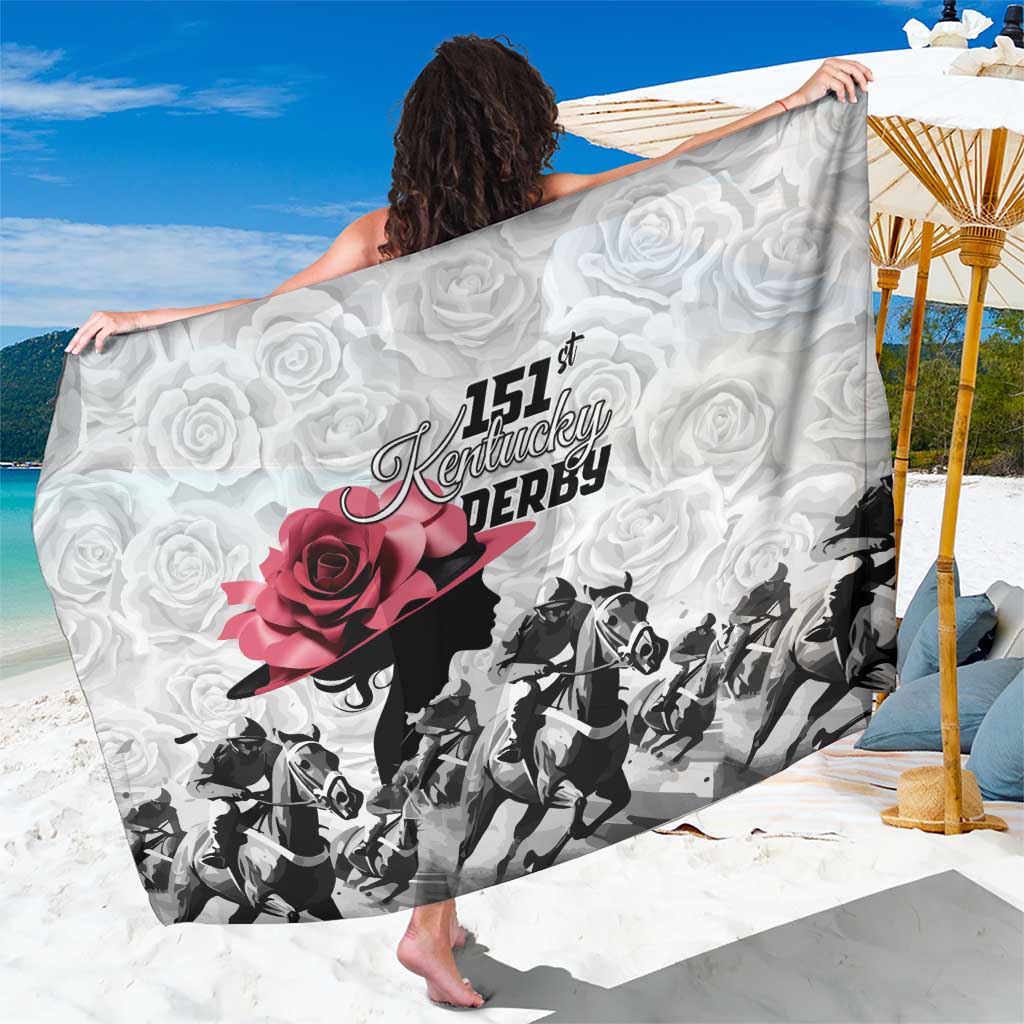 Kentucky Horse Racing Happy 151st Anniversary Sarong Silhouette Girl Derby Hat With Rose LT01