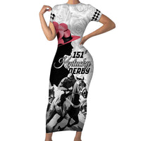 Kentucky Horse Racing Happy 151st Anniversary Short Sleeve Bodycon Dress Silhouette Girl Derby Hat With Rose LT01