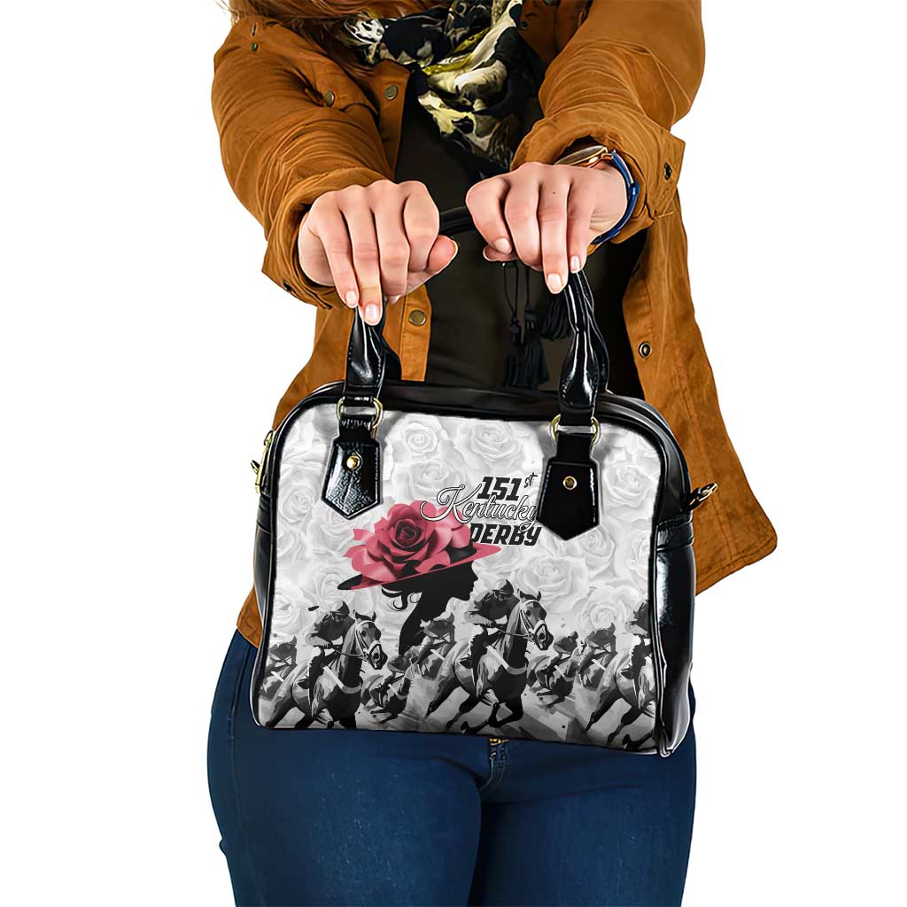 Kentucky Horse Racing Happy 151st Anniversary Shoulder Handbag Silhouette Girl Derby Hat With Rose LT01
