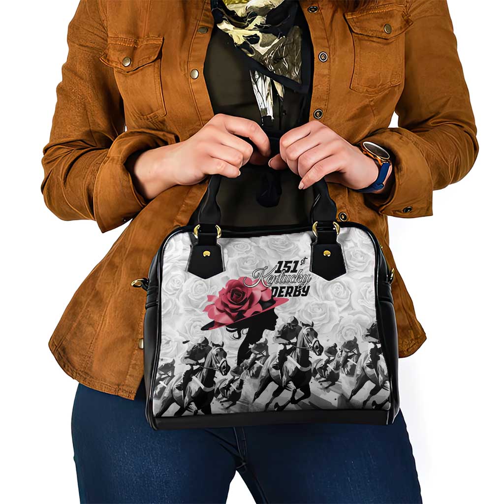 Kentucky Horse Racing Happy 151st Anniversary Shoulder Handbag Silhouette Girl Derby Hat With Rose LT01