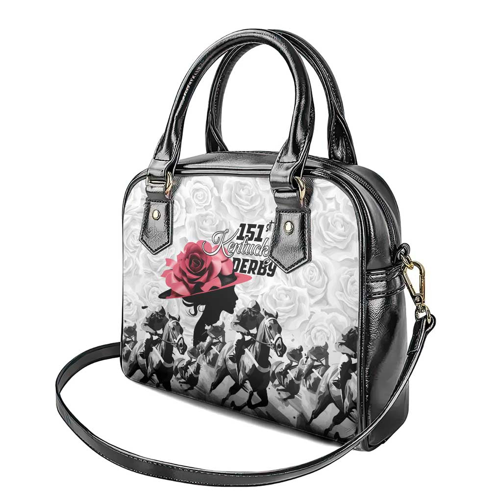 Kentucky Horse Racing Happy 151st Anniversary Shoulder Handbag Silhouette Girl Derby Hat With Rose LT01