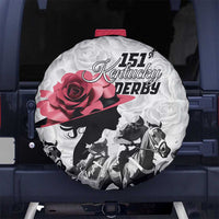 Kentucky Horse Racing Happy 151st Anniversary Spare Tire Cover Silhouette Girl Derby Hat With Rose LT01