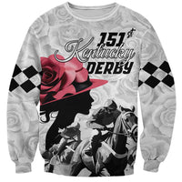 Kentucky Horse Racing Happy 151st Anniversary Sweatshirt Silhouette Girl Derby Hat With Rose LT01