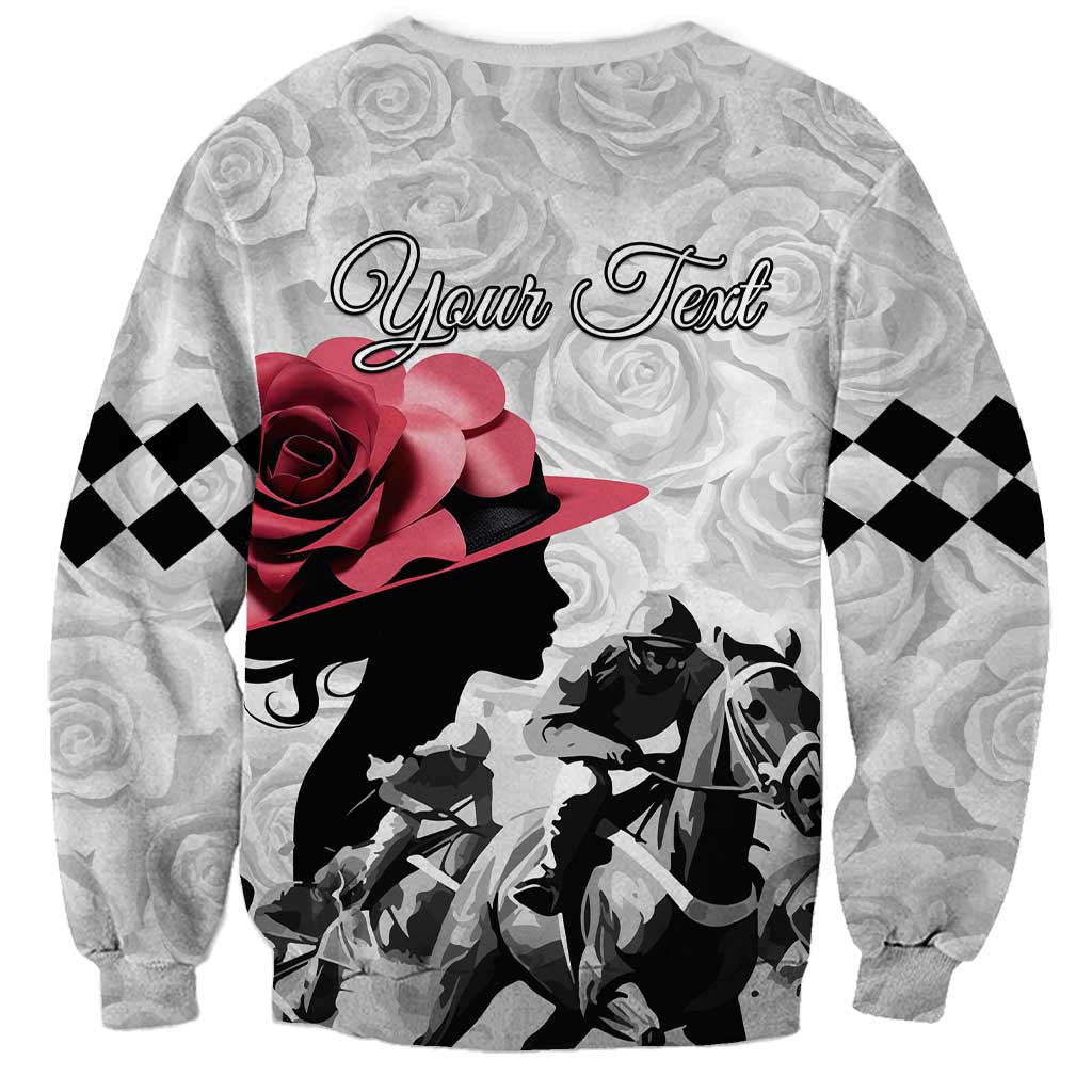 Kentucky Horse Racing Happy 151st Anniversary Sweatshirt Silhouette Girl Derby Hat With Rose LT01