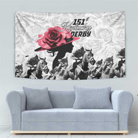 Kentucky Horse Racing Happy 151st Anniversary Tapestry Silhouette Girl Derby Hat With Rose LT01
