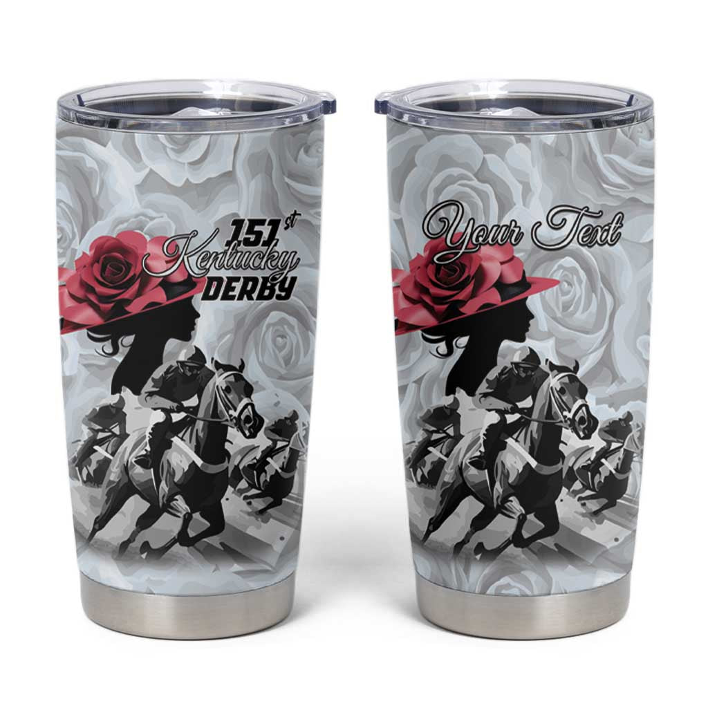 Kentucky Horse Racing Happy 151st Anniversary Tumbler Cup Silhouette Girl Derby Hat With Rose LT01