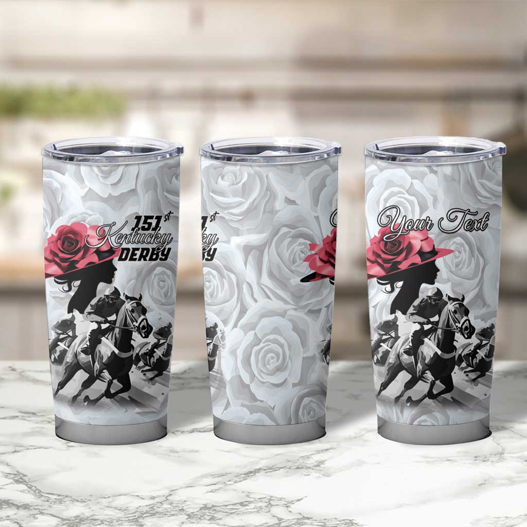 Kentucky Horse Racing Happy 151st Anniversary Tumbler Cup Silhouette Girl Derby Hat With Rose LT01