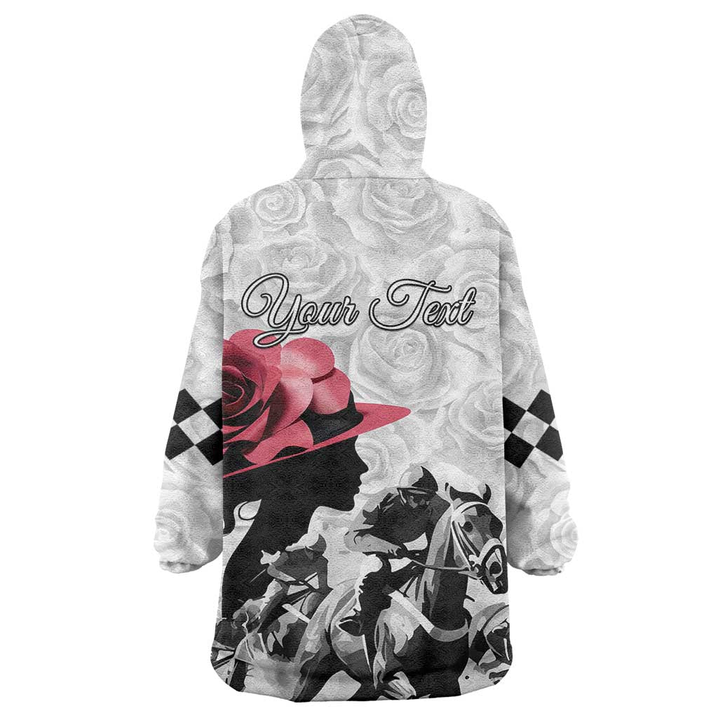 Kentucky Horse Racing Happy 151st Anniversary Wearable Blanket Hoodie Silhouette Girl Derby Hat With Rose LT01