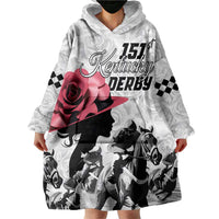 Kentucky Horse Racing Happy 151st Anniversary Wearable Blanket Hoodie Silhouette Girl Derby Hat With Rose LT01
