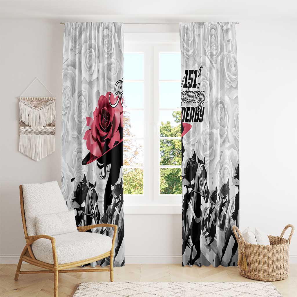 Kentucky Horse Racing Happy 151st Anniversary Window Curtain Silhouette Girl Derby Hat With Rose LT01