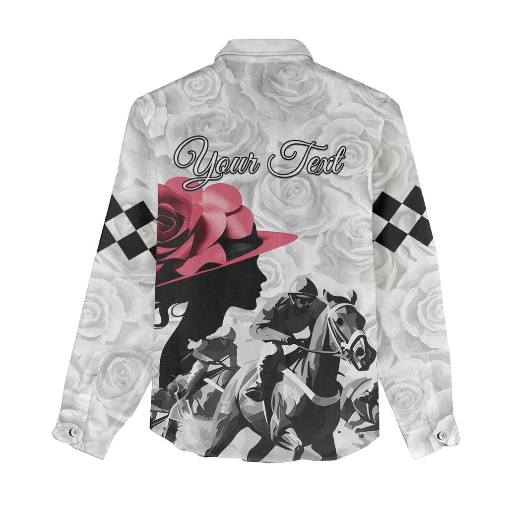 Kentucky Horse Racing Happy 151st Anniversary Women Casual Shirt Silhouette Girl Derby Hat With Rose LT01