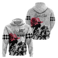 Kentucky Horse Racing Happy 151st Anniversary Zip Hoodie Silhouette Girl Derby Hat With Rose LT01