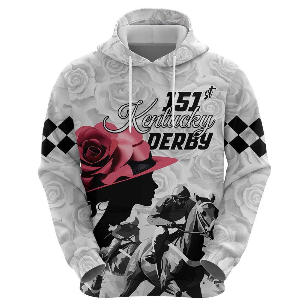 Kentucky Horse Racing Happy 151st Anniversary Zip Hoodie Silhouette Girl Derby Hat With Rose LT01