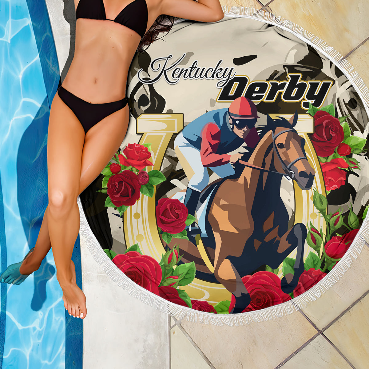 Kentucky Horse Racing Beach Blanket The Run for the Roses - Wonder Print Shop