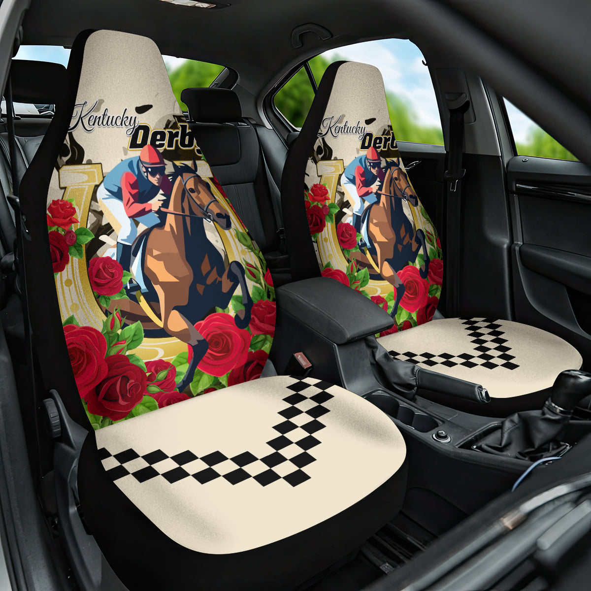 Kentucky Horse Racing Car Seat Cover The Run for the Roses - Wonder Print Shop