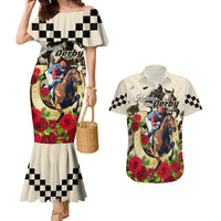 Kentucky Horse Racing Couples Matching Mermaid Dress and Hawaiian Shirt The Run for the Roses - Wonder Print Shop