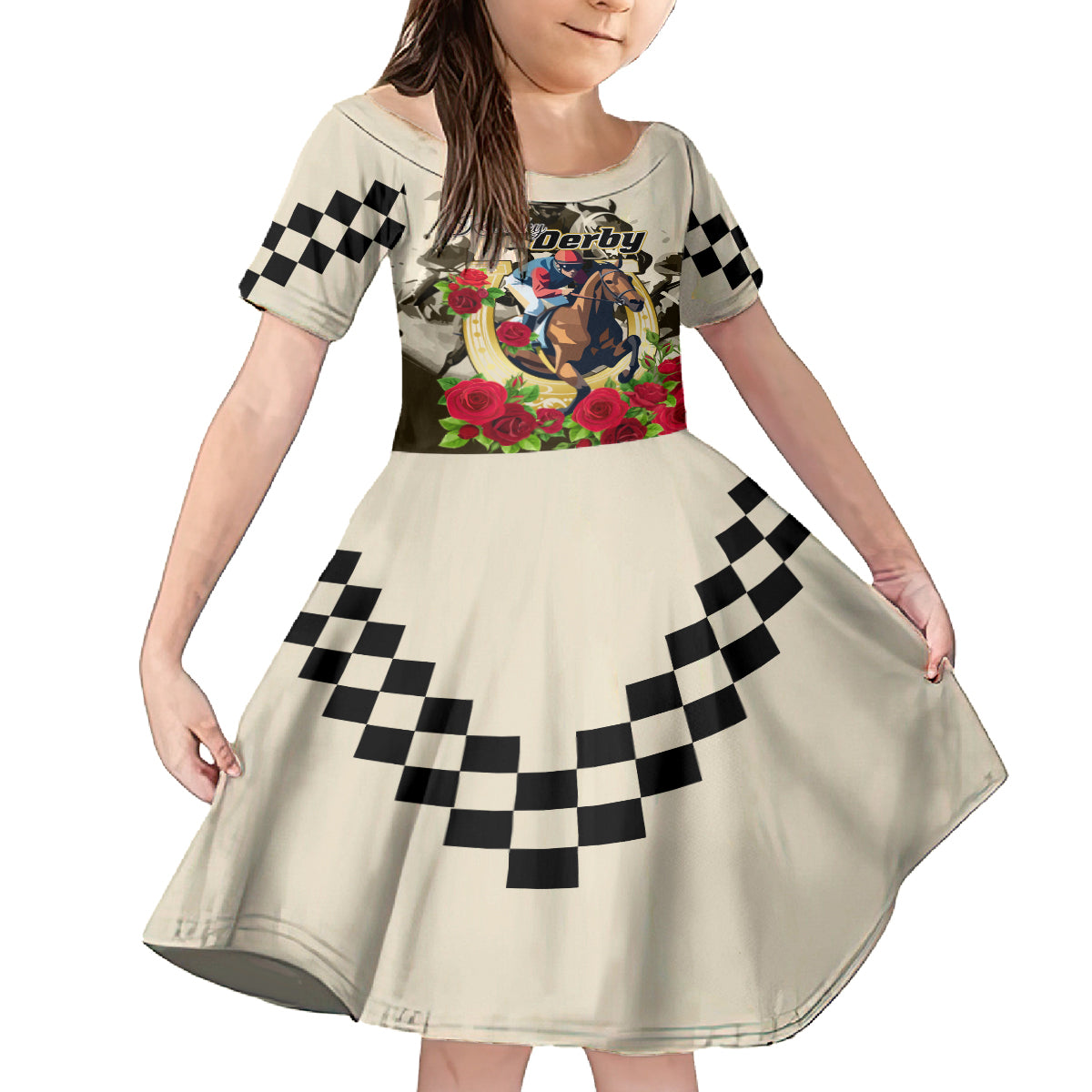 Kentucky Horse Racing Family Matching Off Shoulder Long Sleeve Dress and Hawaiian Shirt The Run for the Roses - Wonder Print Shop