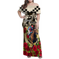 Kentucky Horse Racing Family Matching Off Shoulder Maxi Dress and Hawaiian Shirt The Run for the Roses - Wonder Print Shop