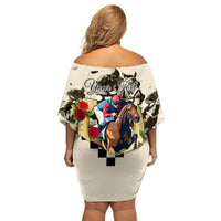 Kentucky Horse Racing Family Matching Off Shoulder Short Dress and Hawaiian Shirt The Run for the Roses - Wonder Print Shop