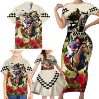 Kentucky Horse Racing Family Matching Short Sleeve Bodycon Dress and Hawaiian Shirt The Run for the Roses - Wonder Print Shop