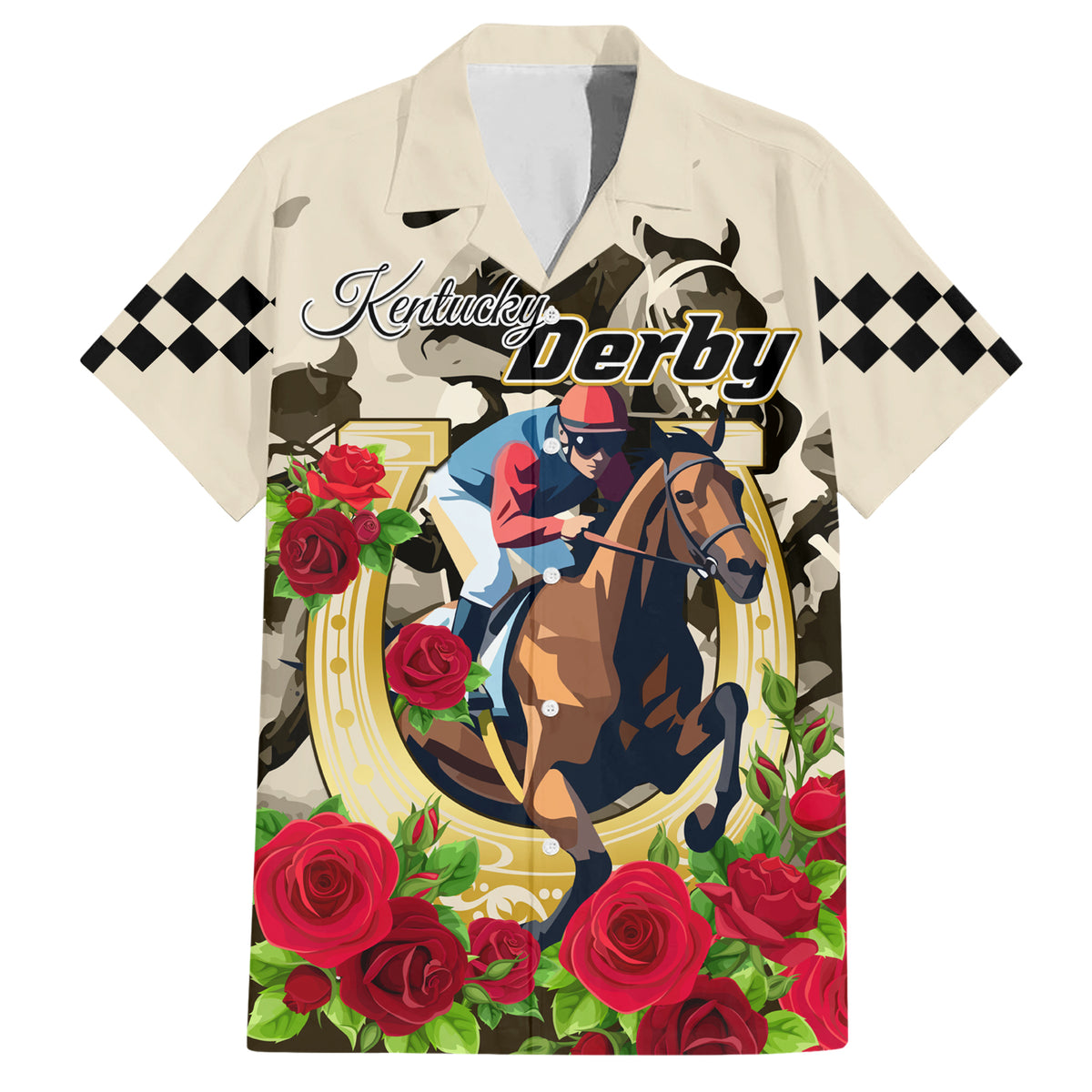 Kentucky Horse Racing Family Matching Short Sleeve Bodycon Dress and Hawaiian Shirt The Run for the Roses - Wonder Print Shop