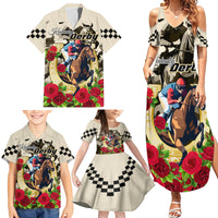 Kentucky Horse Racing Family Matching Summer Maxi Dress and Hawaiian Shirt The Run for the Roses - Wonder Print Shop