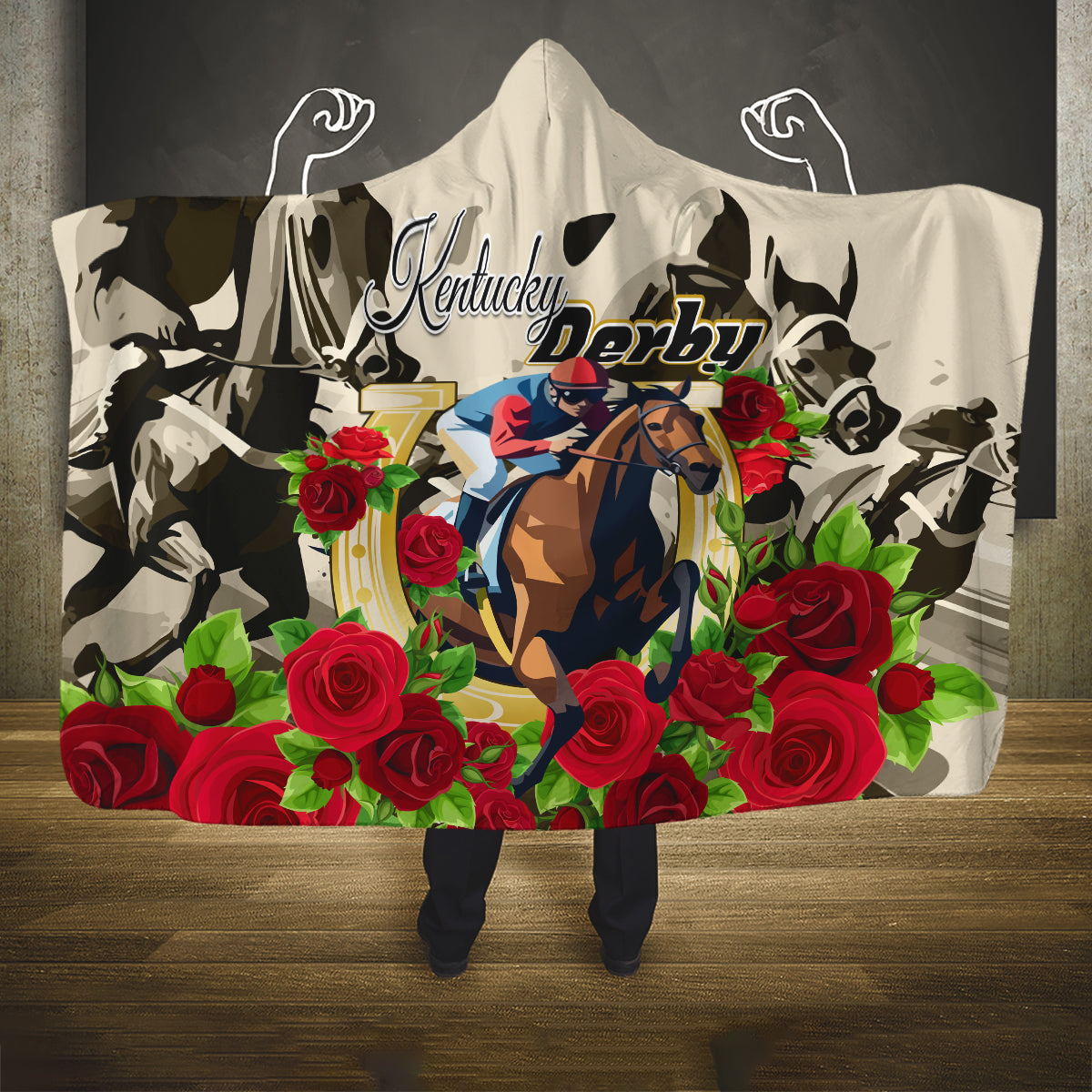 Kentucky Derby Hooded Blanket The Run for the Roses