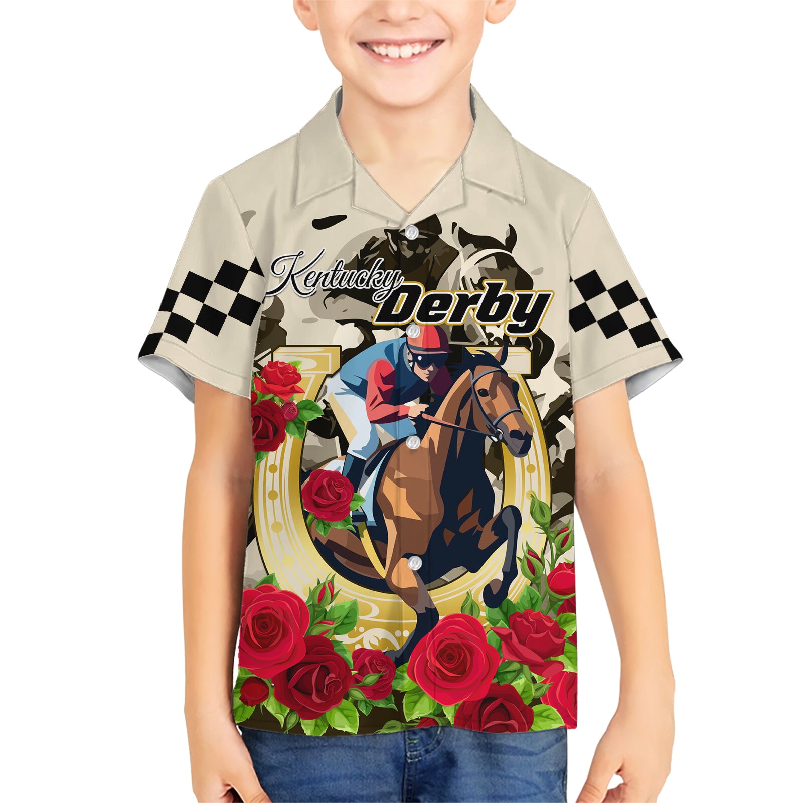 Kentucky Horse Racing Kid Hawaiian Shirt The Run for the Roses - Wonder Print Shop