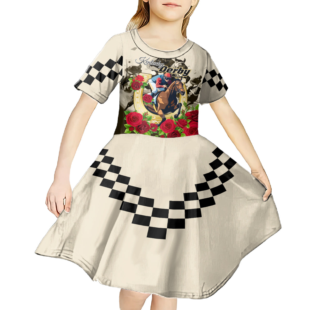 Kentucky Horse Racing Kid Short Sleeve Dress The Run for the Roses - Wonder Print Shop