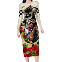 Kentucky Horse Racing Long Sleeve Bodycon Dress The Run for the Roses - Wonder Print Shop