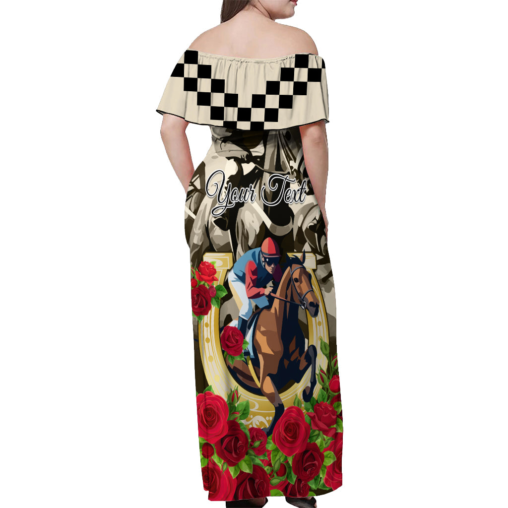 Kentucky Horse Racing Off Shoulder Maxi Dress The Run for the Roses - Wonder Print Shop