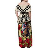Kentucky Horse Racing Off Shoulder Maxi Dress The Run for the Roses - Wonder Print Shop
