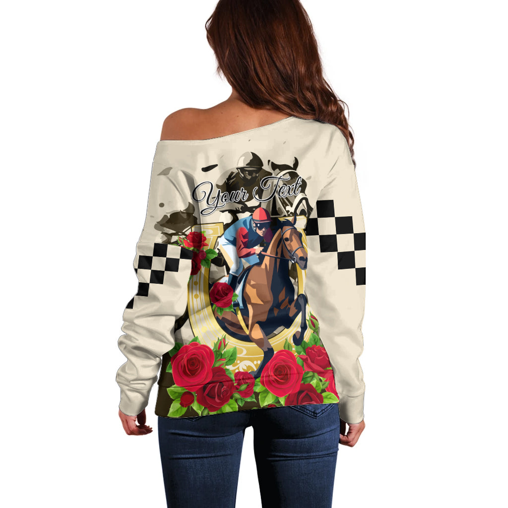Kentucky Horse Racing Off Shoulder Sweater The Run for the Roses - Wonder Print Shop