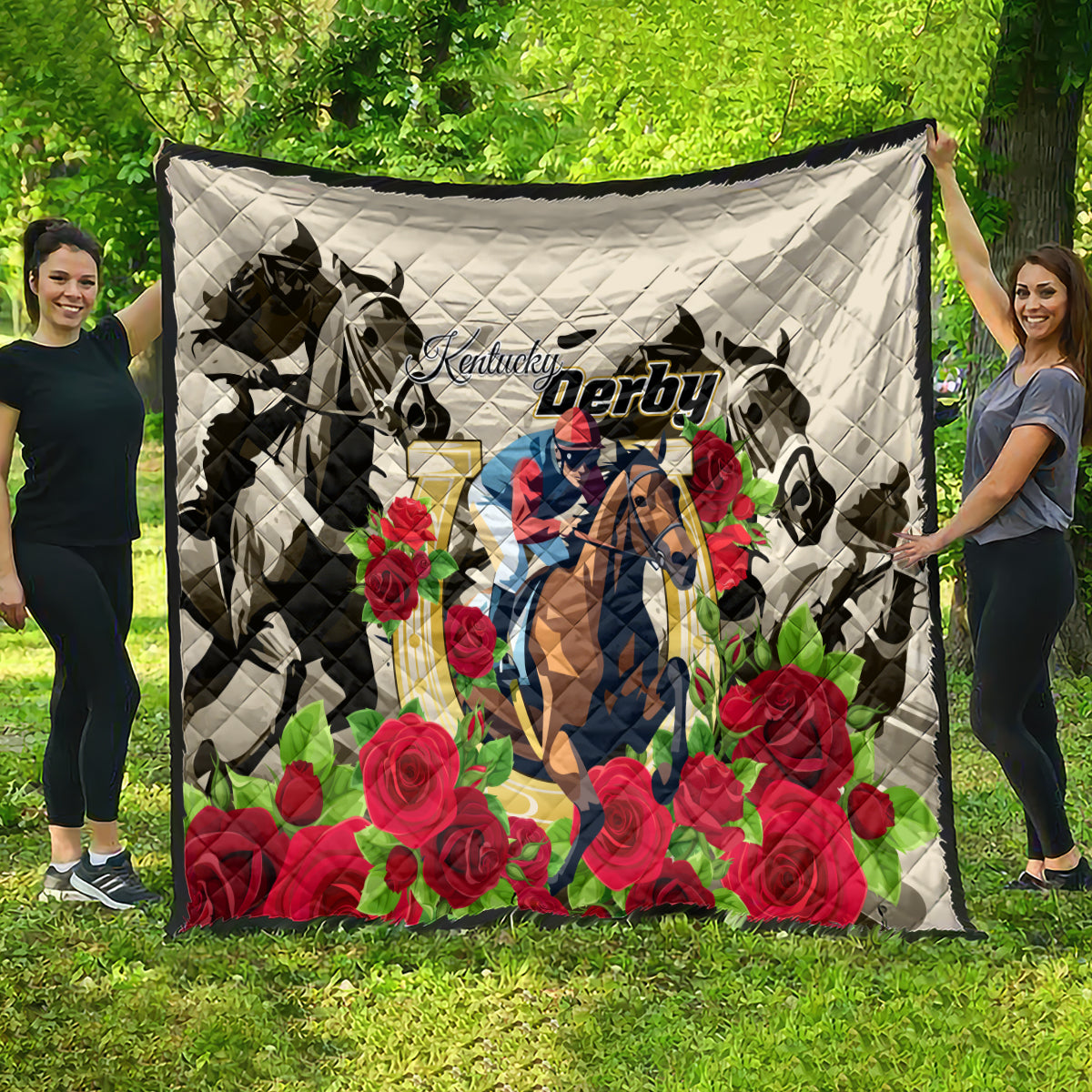 Kentucky Horse Racing Quilt The Run for the Roses - Wonder Print Shop