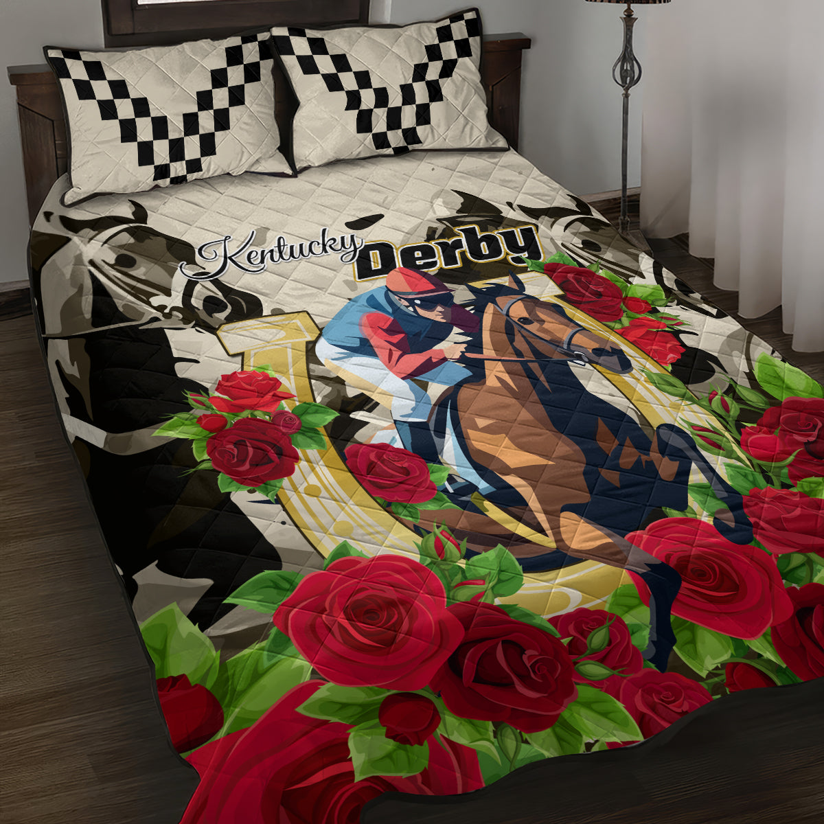 Kentucky Horse Racing Quilt Bed Set The Run for the Roses - Wonder Print Shop