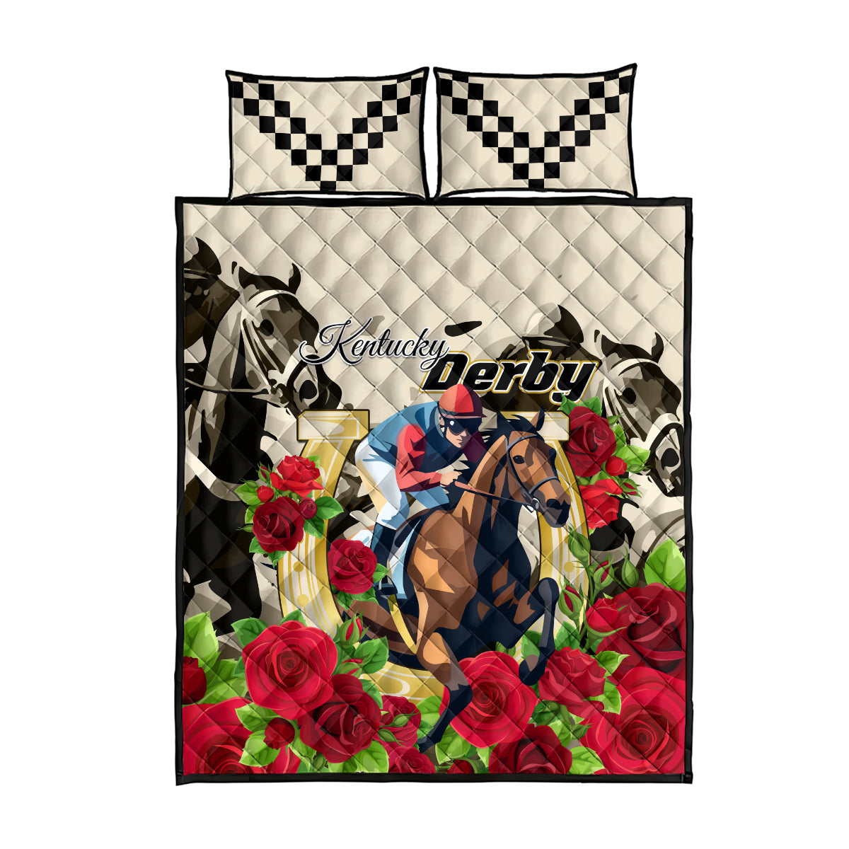 Kentucky Horse Racing Quilt Bed Set The Run for the Roses - Wonder Print Shop