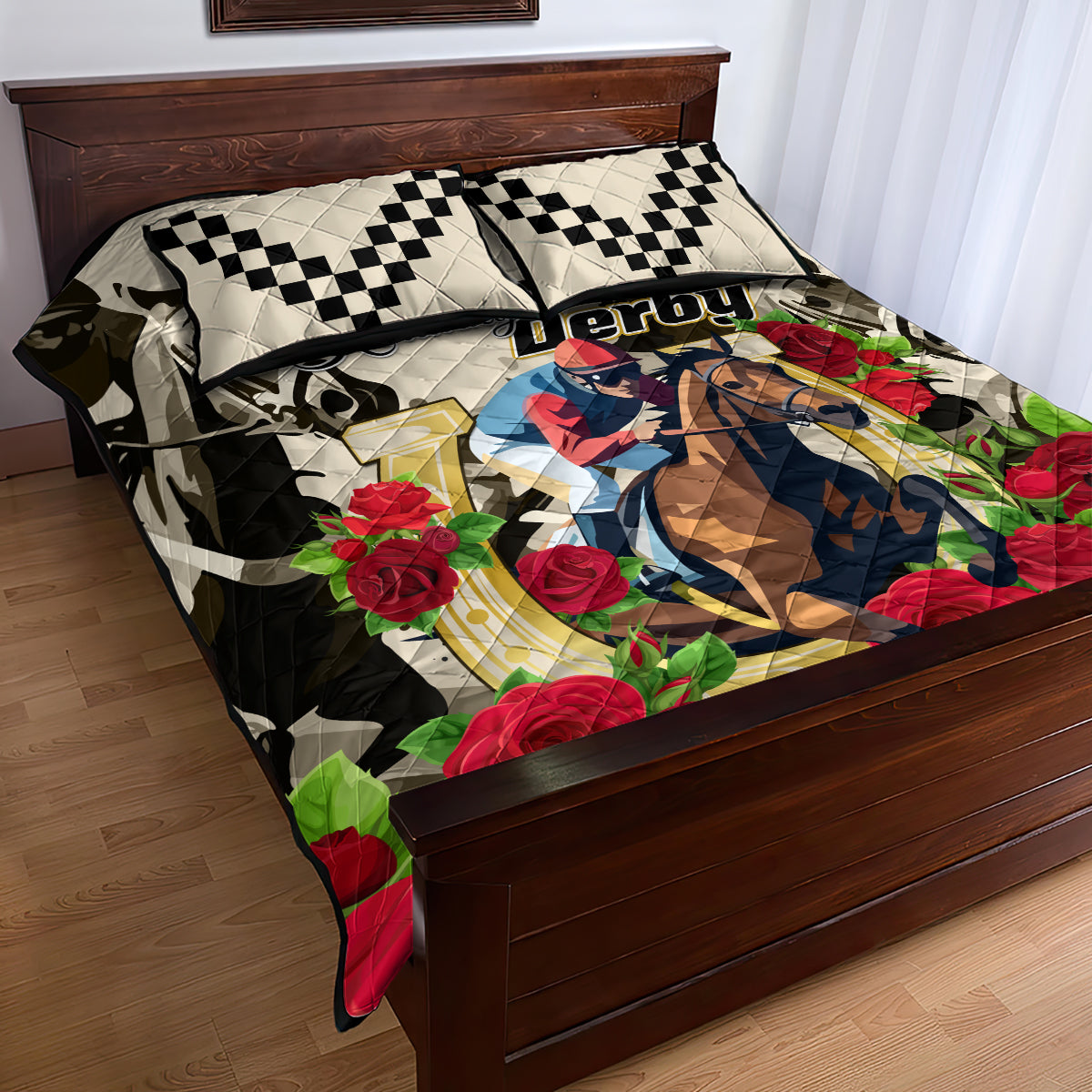 Kentucky Horse Racing Quilt Bed Set The Run for the Roses - Wonder Print Shop