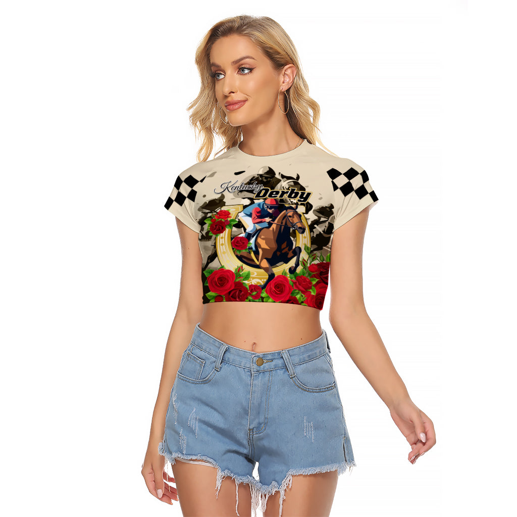Kentucky Horse Racing Raglan Cropped T Shirt The Run for the Roses - Wonder Print Shop