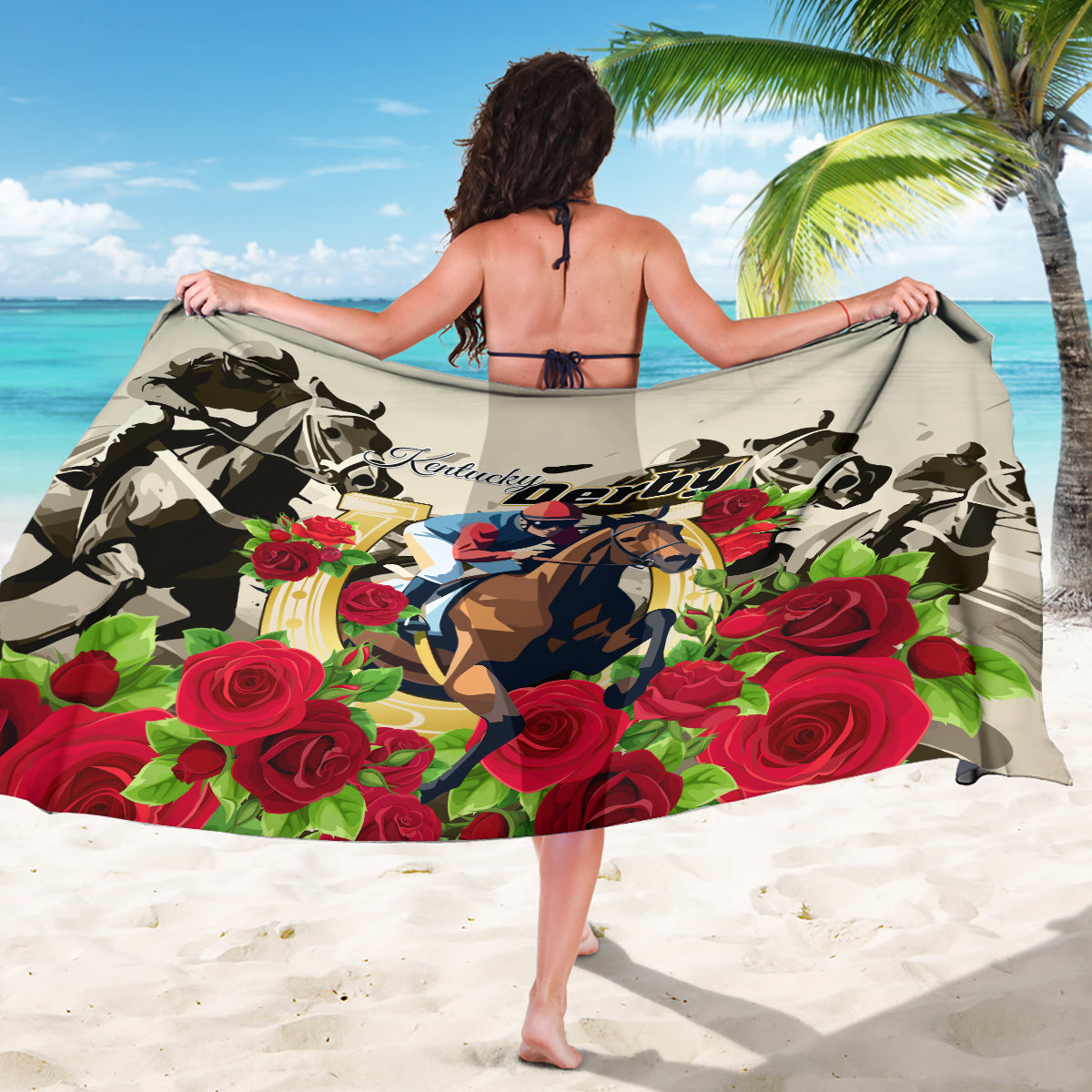 Kentucky Horse Racing Sarong The Run for the Roses - Wonder Print Shop