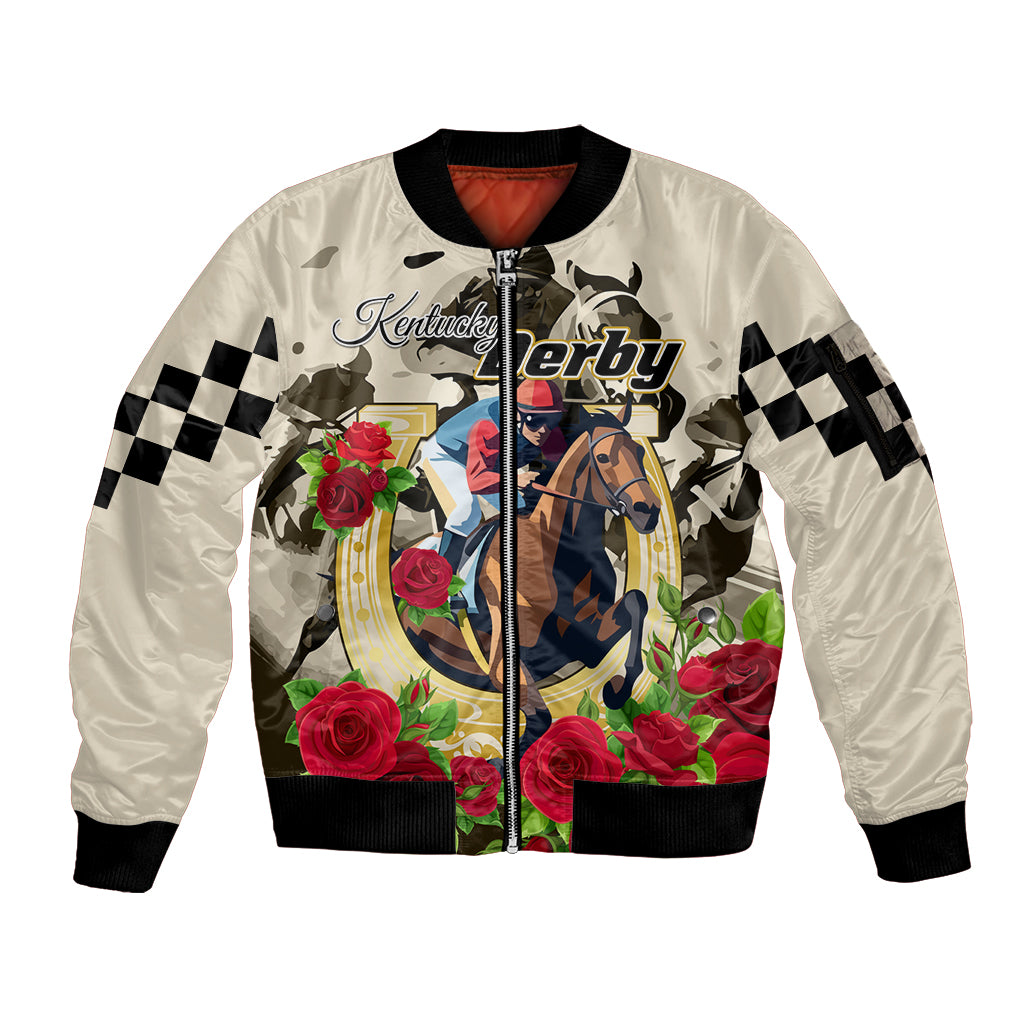 Kentucky Horse Racing Sleeve Zip Bomber Jacket The Run for the Roses - Wonder Print Shop